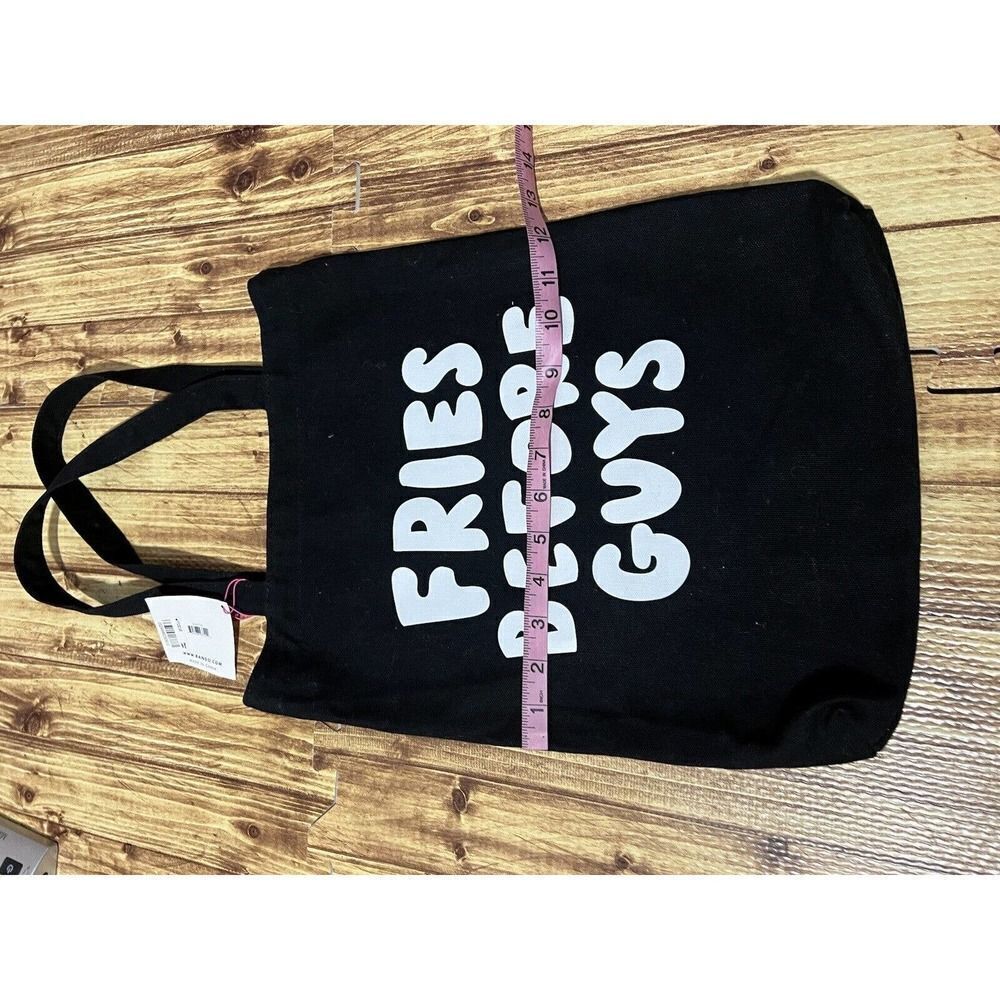 Bando Black Canvas Tote Bag with White Print "Fries Before Guys" - Picture 7 of 7